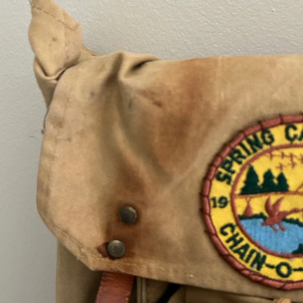 Boy Scouts of America Deluxe Yucca Backpack OS Tan Vintage 1973 Patches No 1329